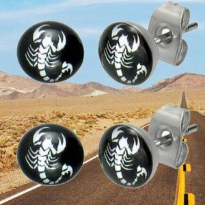 NEW (2-PACK) SCORPION STUD EARRINGS METAL JEWELRY